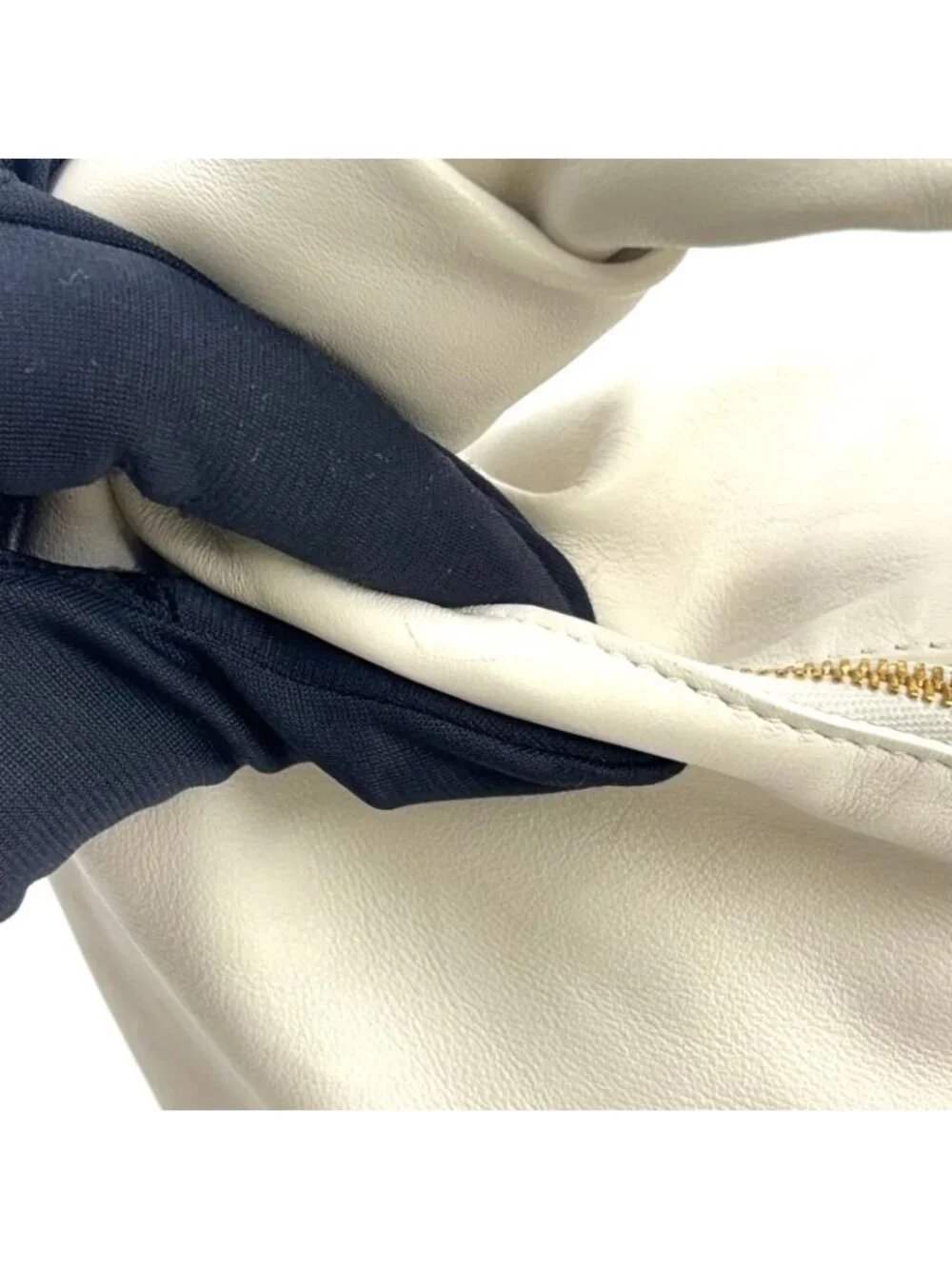 Bottega Veneta Double Knot Mini Hobo Lambskin White Handbag Gold